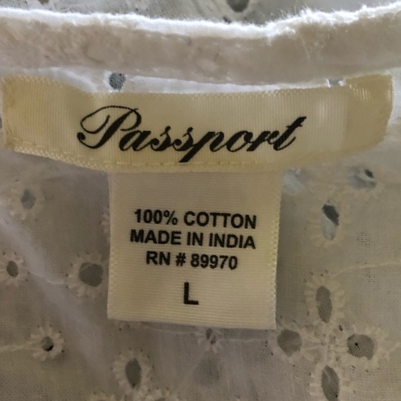NWT Passport 100% cotton bohemian festival eyelet fabric peplum top size large - Picture 9 of 9